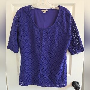 Banana Republic Sz. L Purple-Blue Lace Top, Structured, Workwear